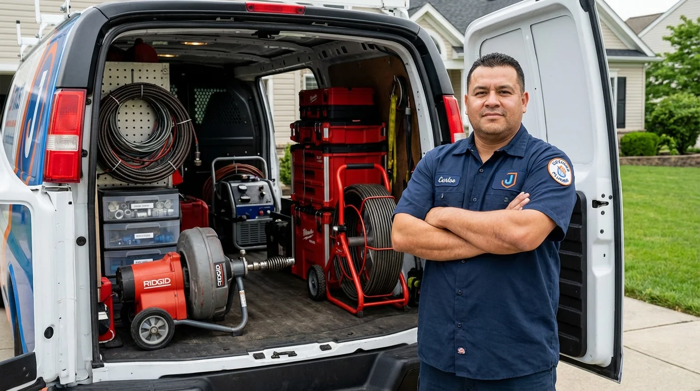 Professional drain cleaning equipment and Johns Plumbing LLC plumber in Lake Katrine