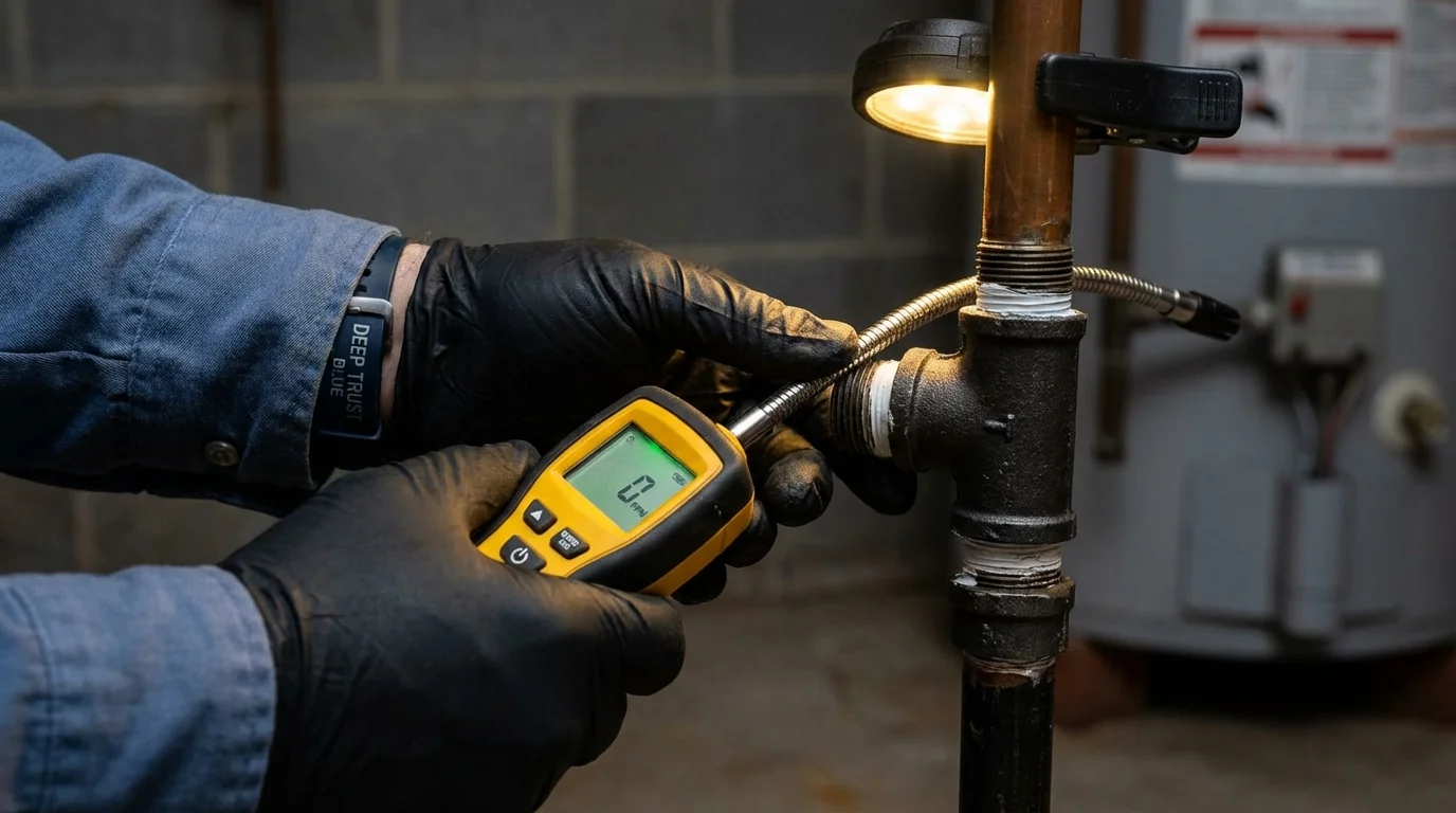 Gas leak detection with electronic sniffer by Johns Plumbing LLC in Lake Katrine
