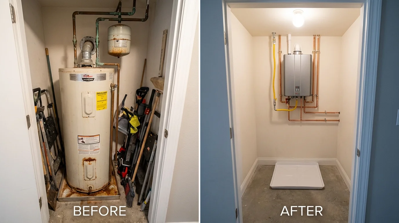 Tank water heater versus wall-mounted tankless unit comparison for Lake Katrine, NY homeowners